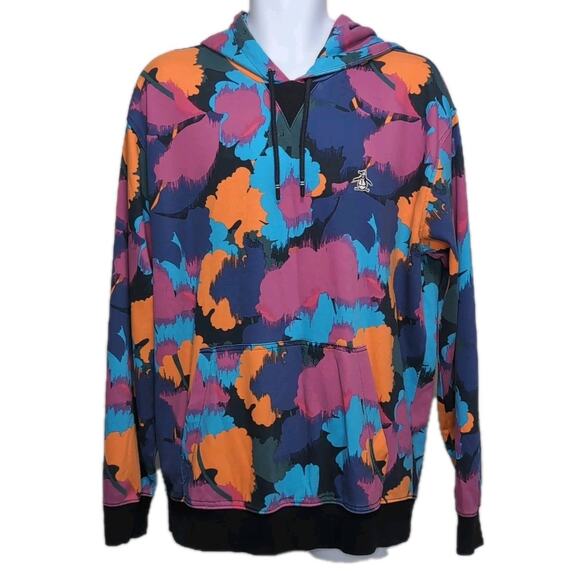 Original Penguin Pullover Hoodie Mens L Multicolor Abstract Organic Cotton Blend - Picture 2 of 16
